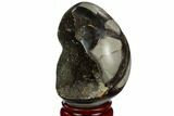 Septarian Dragon Egg Geode - Black Crystals #123034-2